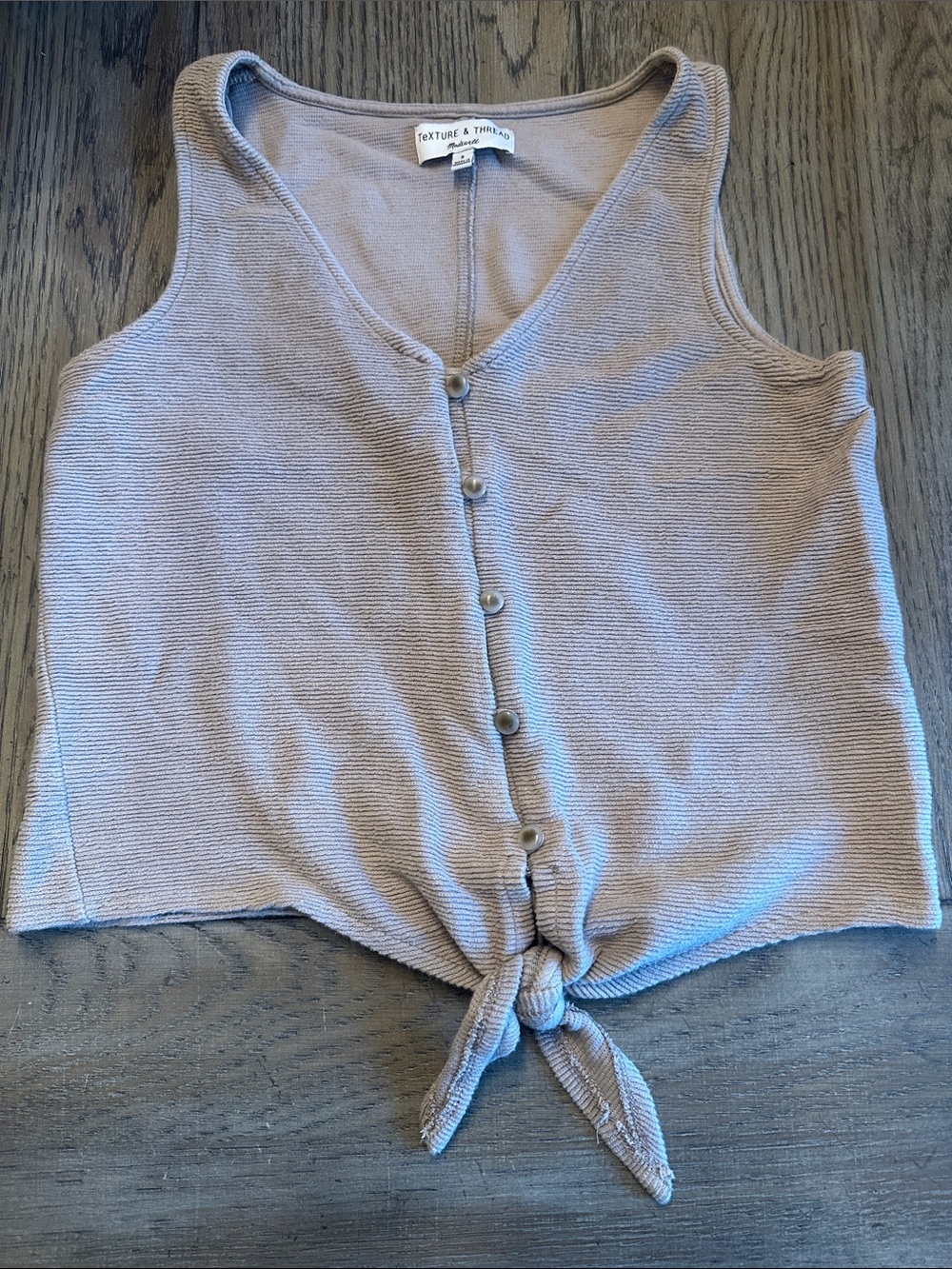 Madewell Texture & Thread Button-Front Tie Tank Top Telluride Stone S